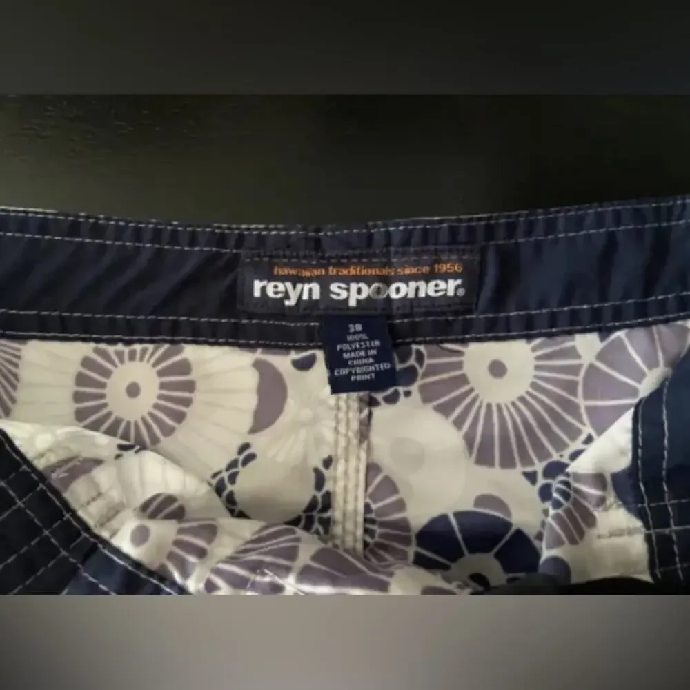REYN SPOONER Japanese Umbrella Design 19” Swim Shorts sz 38 | Purple/Blue/White